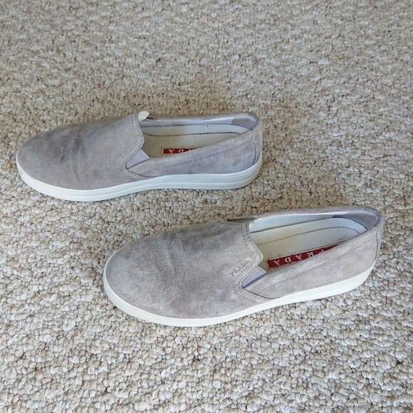 Prada light gray suede slip on sneakers size 36.5 - Picture 4 of 12